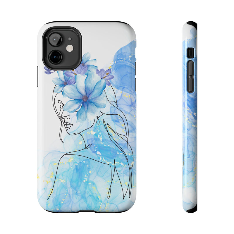 Blue Watercolor Portrait — Phone Case