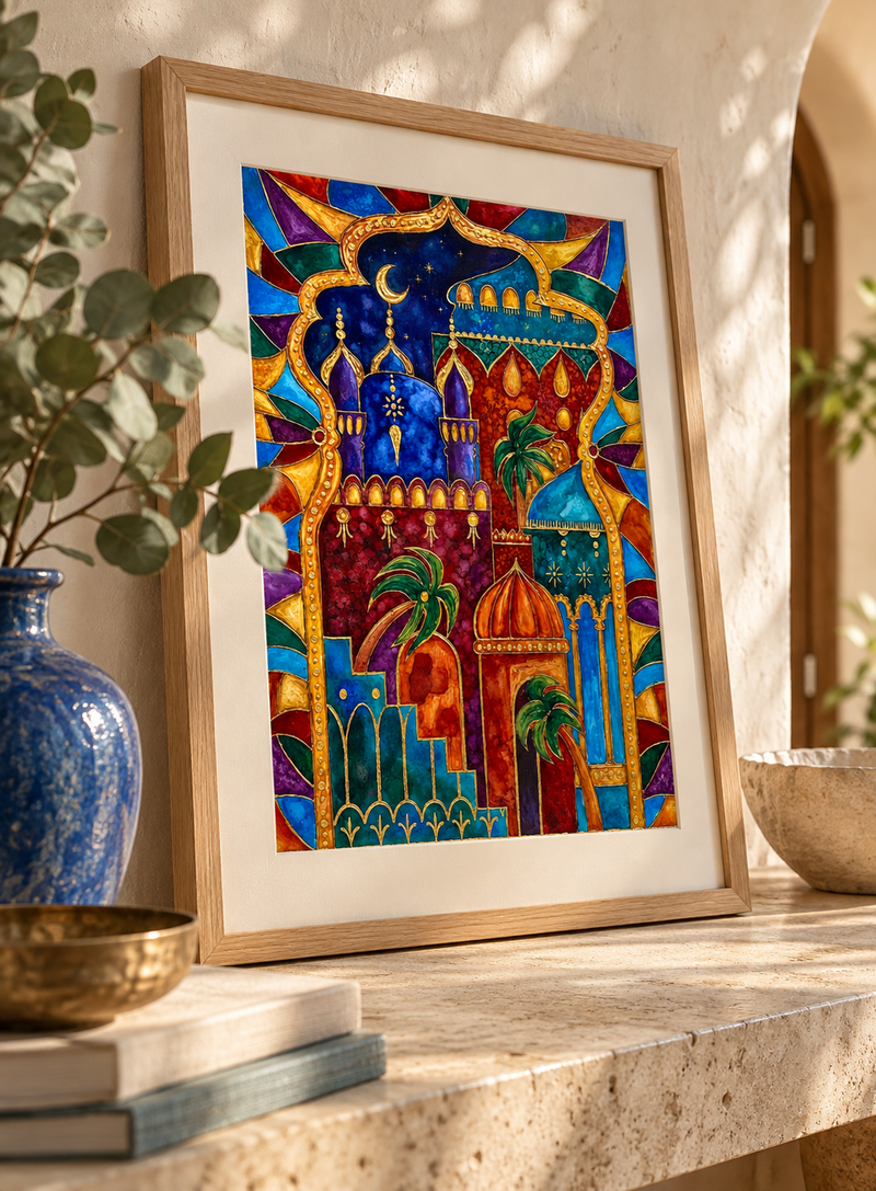 Beyond the Golden Arch — Jewel-Toned Palace Fine Art Print