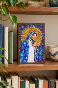 Virgin Mary Art Print — Blue & Gold Celestial Madonna