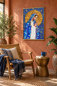 Virgin Mary Art Print — Blue & Gold Celestial Madonna