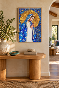 Virgin Mary Art Print — Blue & Gold Celestial Madonna