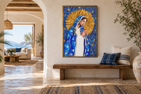 Virgin Mary Art Print — Blue & Gold Celestial Madonna