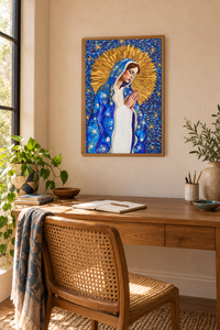 Virgin Mary Art Print — Blue & Gold Celestial Madonna