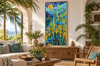 City of Moonlight — Dreamlike Blue & Gold Fine Art Print