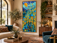 City of Moonlight — Dreamlike Blue & Gold Fine Art Print