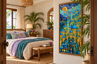 City of Moonlight — Dreamlike Blue & Gold Fine Art Print