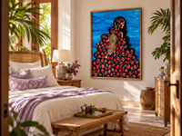 Wild Kinship — Floral Woman & Wild Cat Fine Art Print