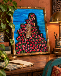 Wild Kinship — Floral Woman & Wild Cat Fine Art Print