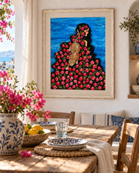 Wild Kinship — Floral Woman & Wild Cat Fine Art Print