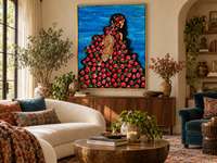 Wild Kinship — Floral Woman & Wild Cat Fine Art Print