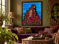 Wild Kinship — Floral Woman & Wild Cat Fine Art Print
