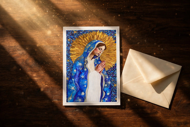 Madonna in Prayer Greeting Card — Religious Sympathy & Prayer Note
