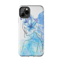 Blue Watercolor Portrait — Phone Case