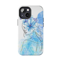 Blue Watercolor Portrait — Phone Case
